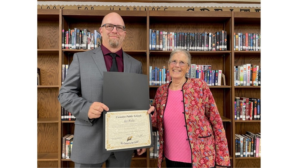 Joy WeltySeptember Volunteer of the Month Corunna Public Schools